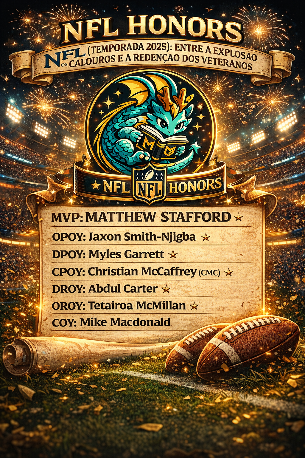 NFL Honors (Temporada 2025): Entre a Explosão dos Calouros e a Redenção dos Veteranos